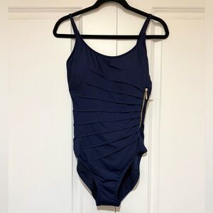 Ivanka Trump Navy One Piece Bathing suit sz 12 New